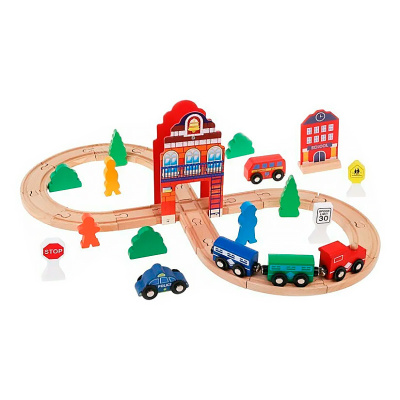 Железная дорога из дерева 18 деталей Mapacha 76907 1